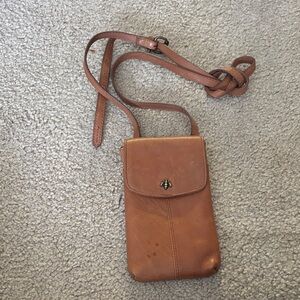 Fat Face United Kingdom Brown Leather Crossbody Bag